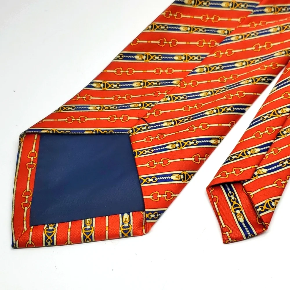 RUDEE RICCO Italian Design Orange Blue Tie EUC